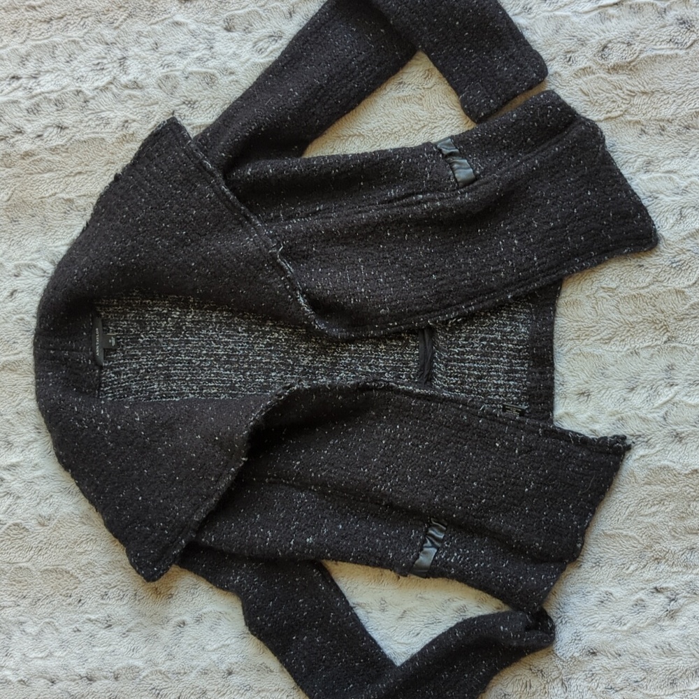 Ann Taylor Wool Knit Open Front Cardigan Jacket